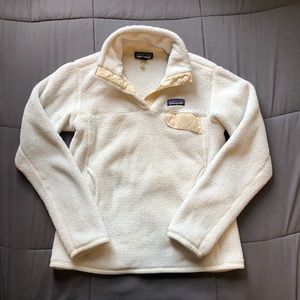 Women’s Size Small Patagonia White And Cream Quarter Snap Sweater